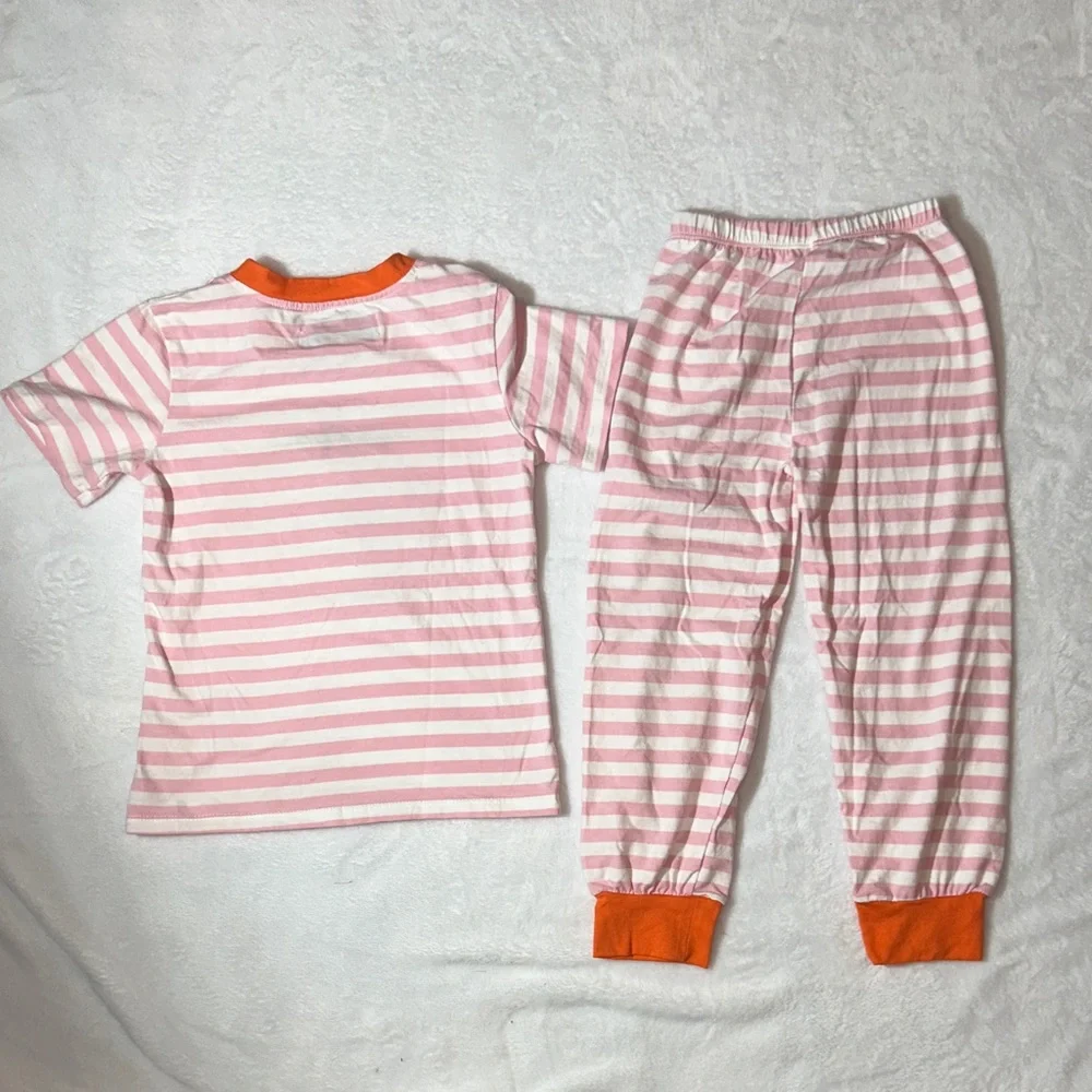 NWOT Harper & Lizzy pink stripe pumpkin appliqué top & pant set 5/6